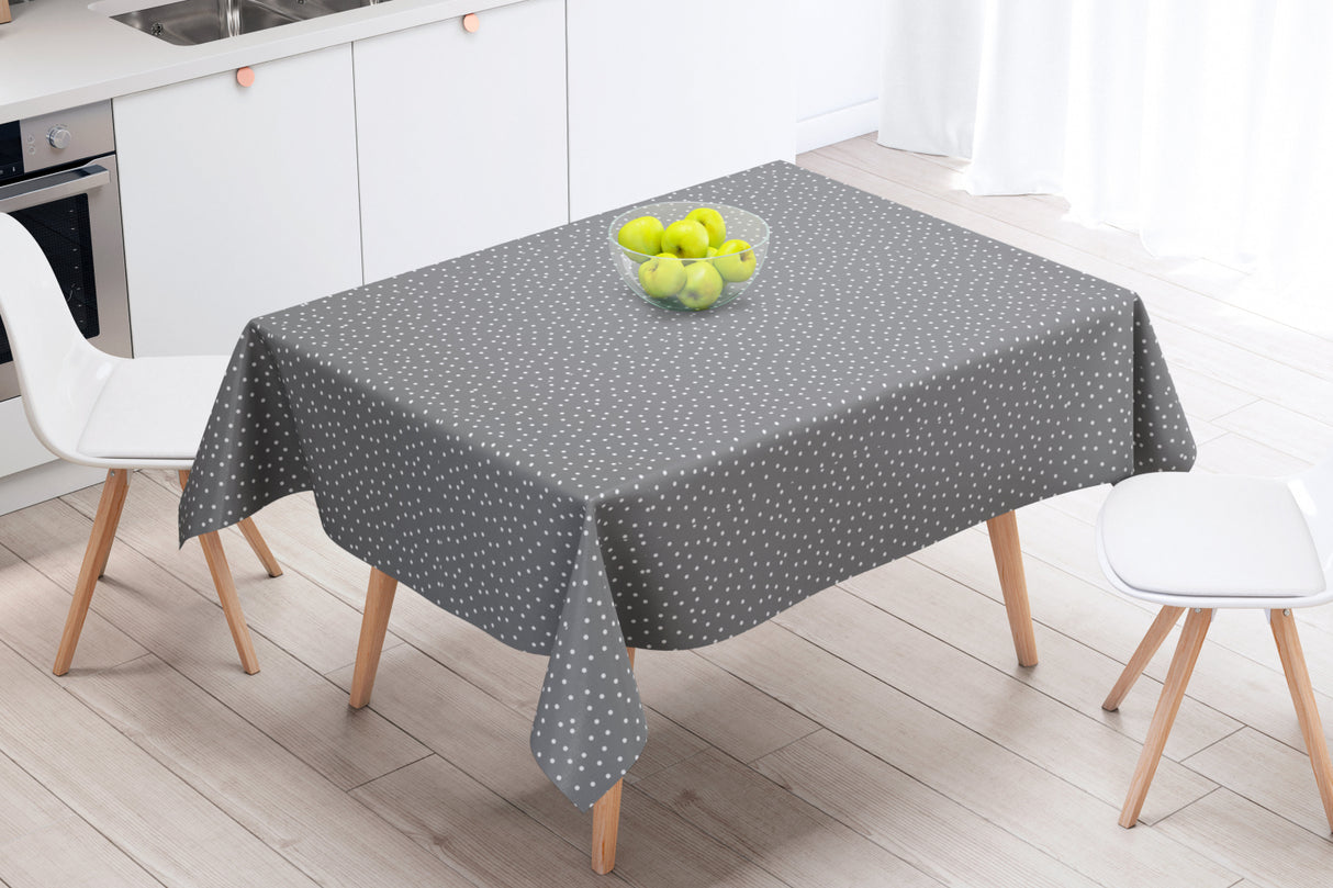På bordet Prik Antracit - Vaxduk med vita prickar