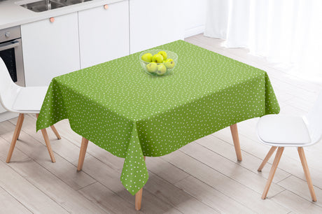 På bordet Prick Grön - Vaxduk med vita prickar