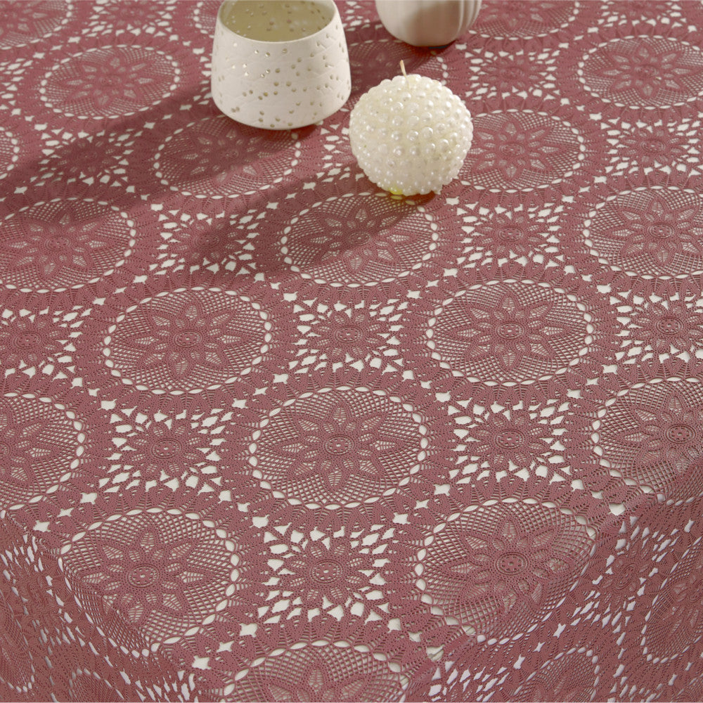 Spetsvaxduk Dagny - Mörk gammalrosa duk i spets med stjärnor