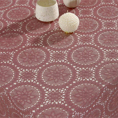 Spetsvaxduk Dagny - Mörk gammalrosa duk i spets med stjärnor