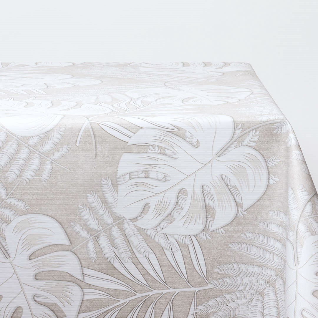 På bordet Amber Luxury, Sand - Vaxduk med tropiska blad