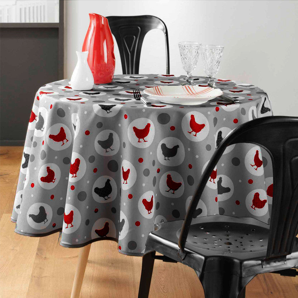 Suzette Grey - Ø 180 cm, rund duk med fläckskydd