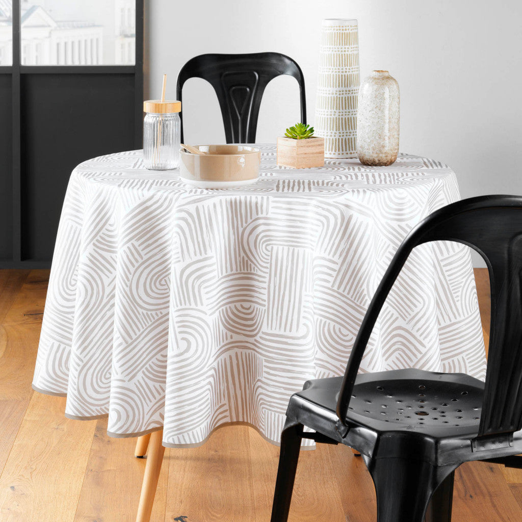 Pandora Naturel - Ø 180 cm, rund duk med fläckskydd