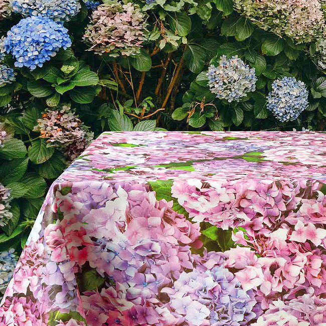 Underbara hortensior - Vaxduk med vackra blommor
