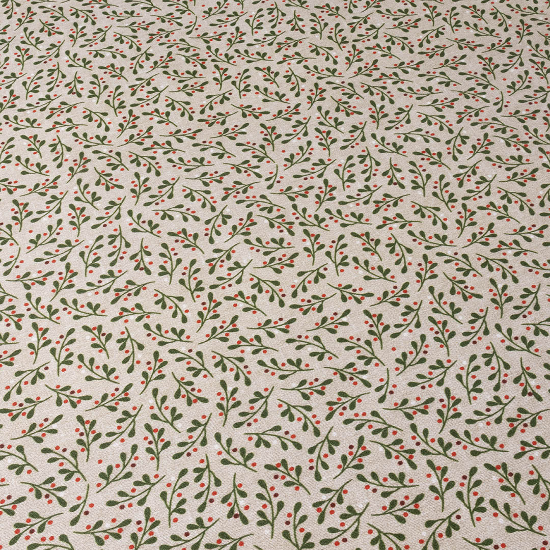 Mistel - Naturfärgad textilvaxduk med glidskydd, mönster