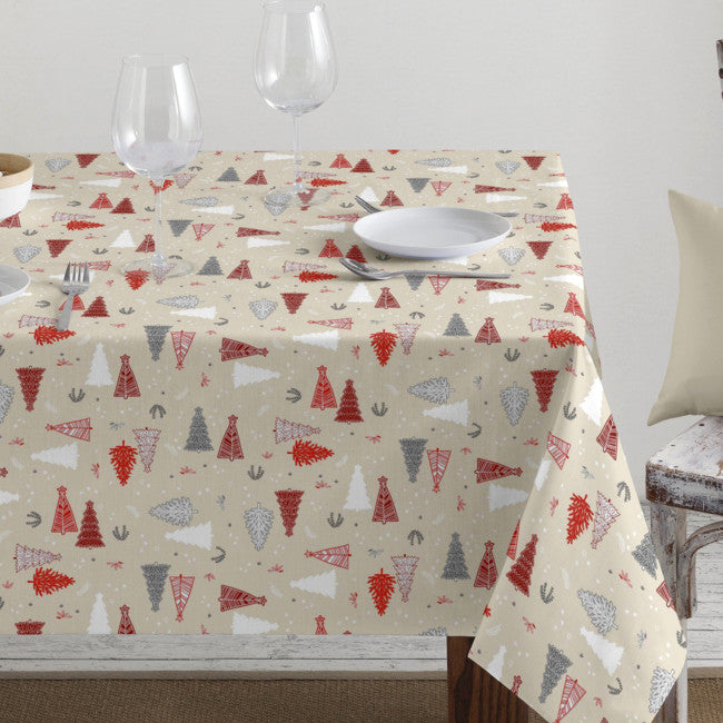 Julduk med textilvax – julgranar på beige bakgrund