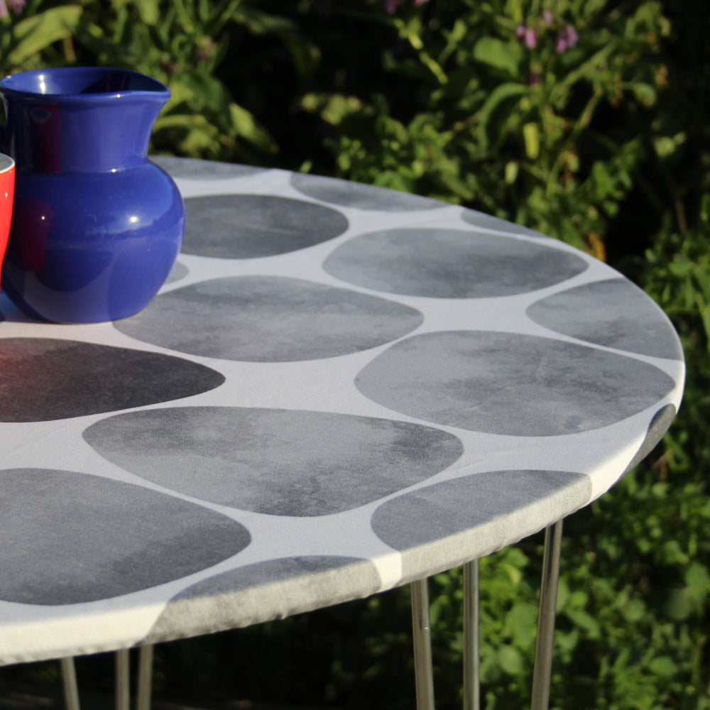 Arapoff Piedra - rund textilvaxduk med resårkant - För bord Ø 60 - Ø 170 cm