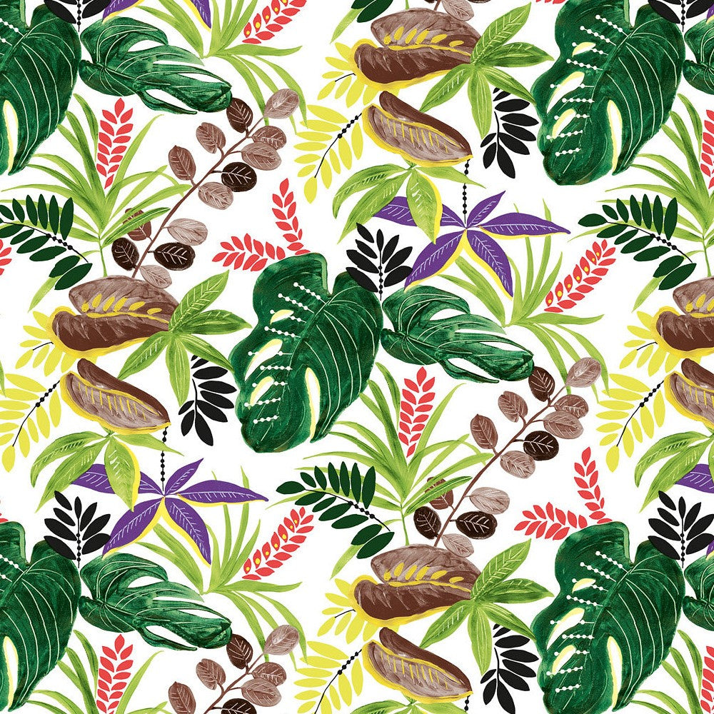 Monstera-fantasi -vaxduk med blad i härliga färger närbild