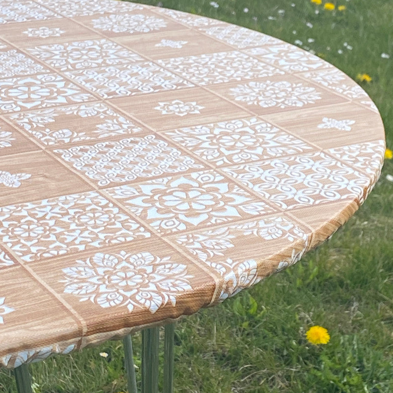 Kakler Gylden Brun - Rund vaxduk med resår