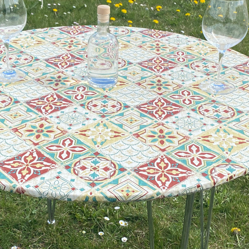 Härliga Kakel Grön - Rund vaxduk med resår