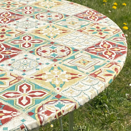 Härliga Kakel Grön - Rund vaxduk med resår