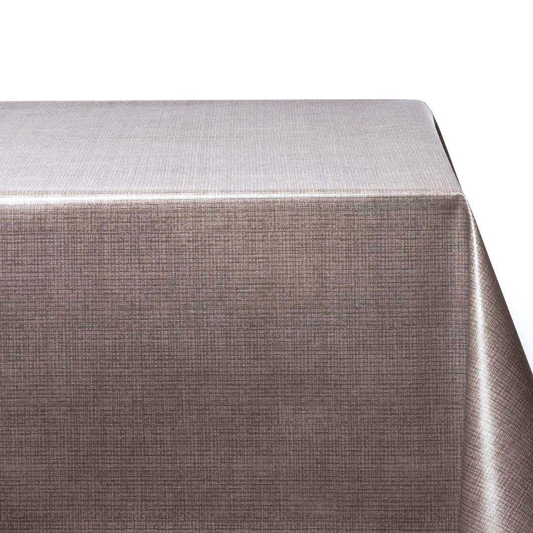 På bordet Deco Lino Taupe - Enfärgad vaxduk med linnelook
