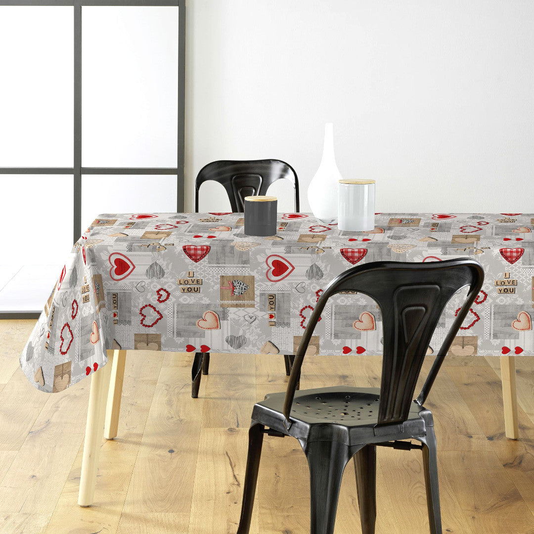 Amour Red - Vaxduk med hjärtan och romantiska detaljer, miljö