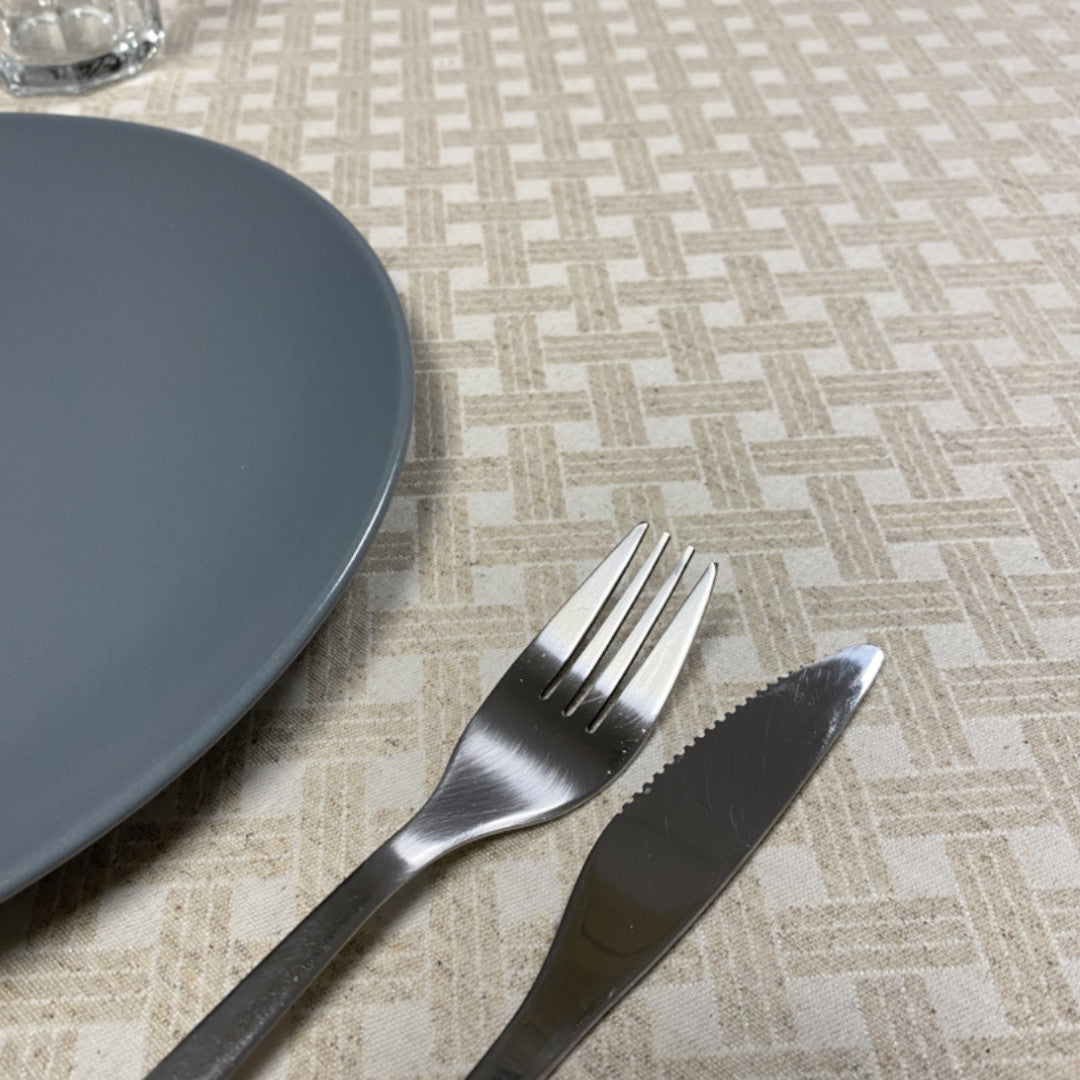 Benlliure Lino – Jacquardvävd textilvaxduk med grafiskt mönster, 160 cm, närbild