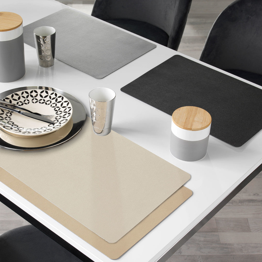 Bergame Natural – Bordstablett i konstläder 30 x 43 cm, vändbar
