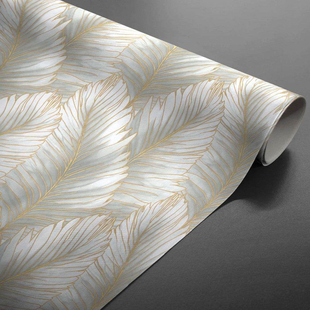 Betty Golden Palm – Elegant vaxduk med gyllene palmblad, rulle