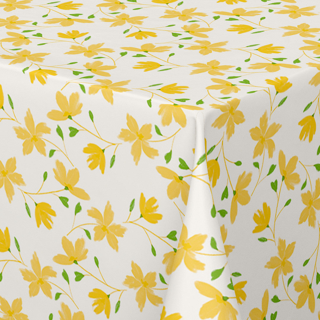 Bloom Bloom Lemonade – 160 cm bred vaxduk med blommor, hörn