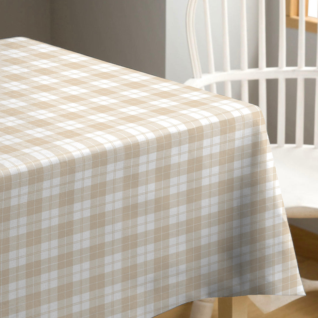 Brent Beige – Klassisk rutig vaxduk i ljusa nyanser
