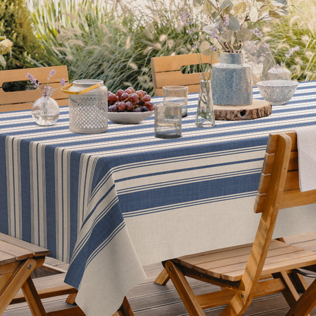 Bretonia, extra kraftig vaxduk med blå ränder, inredning