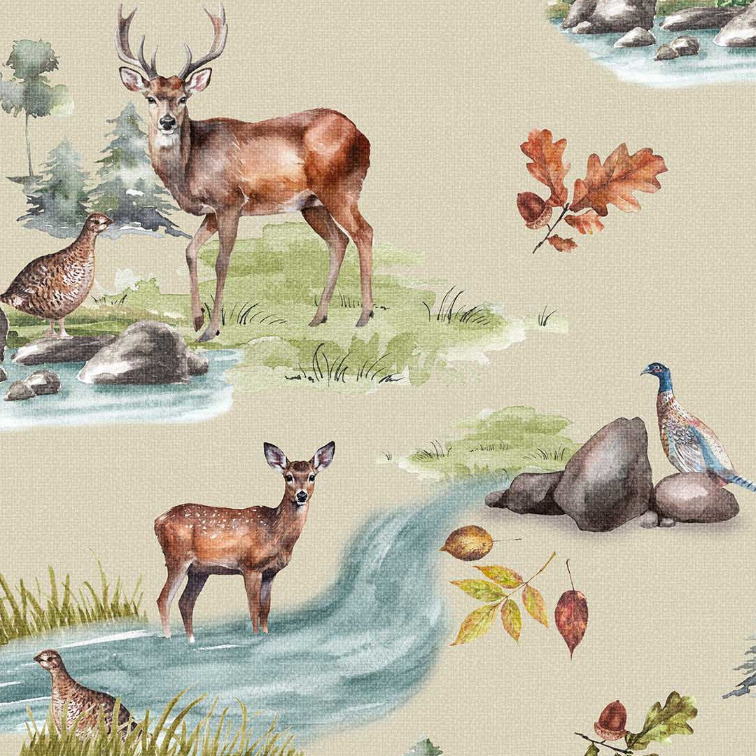 Chasse – Vaxduk med rådjur, fåglar och höst i skogen, rulle