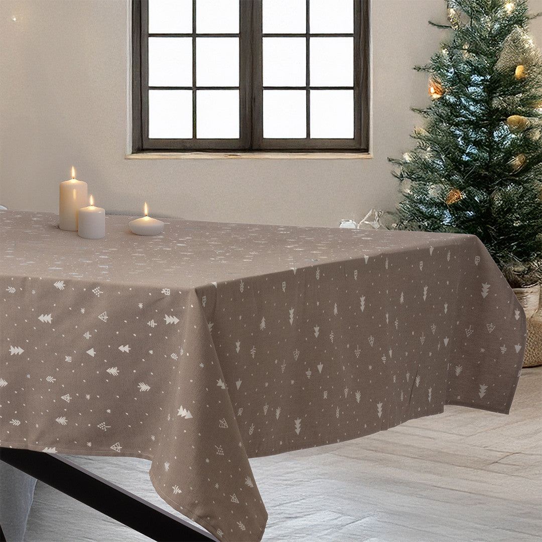 Christmas Carol Natur – Damastvävd julduk 140 x 220 cm, hörn 2