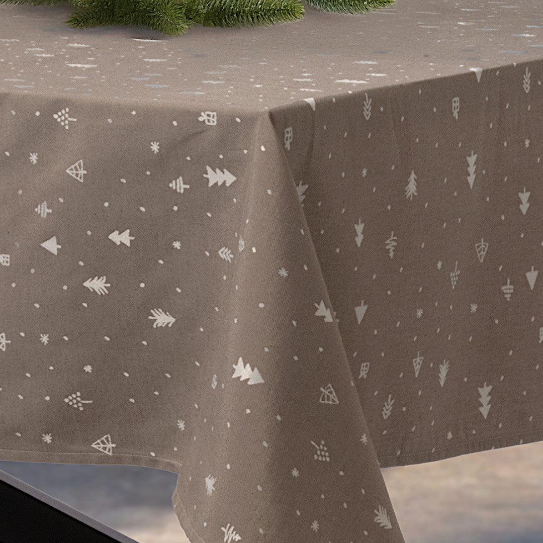 Christmas Carol Natur – Damastvävd julduk 140 x 370 cm, hörn