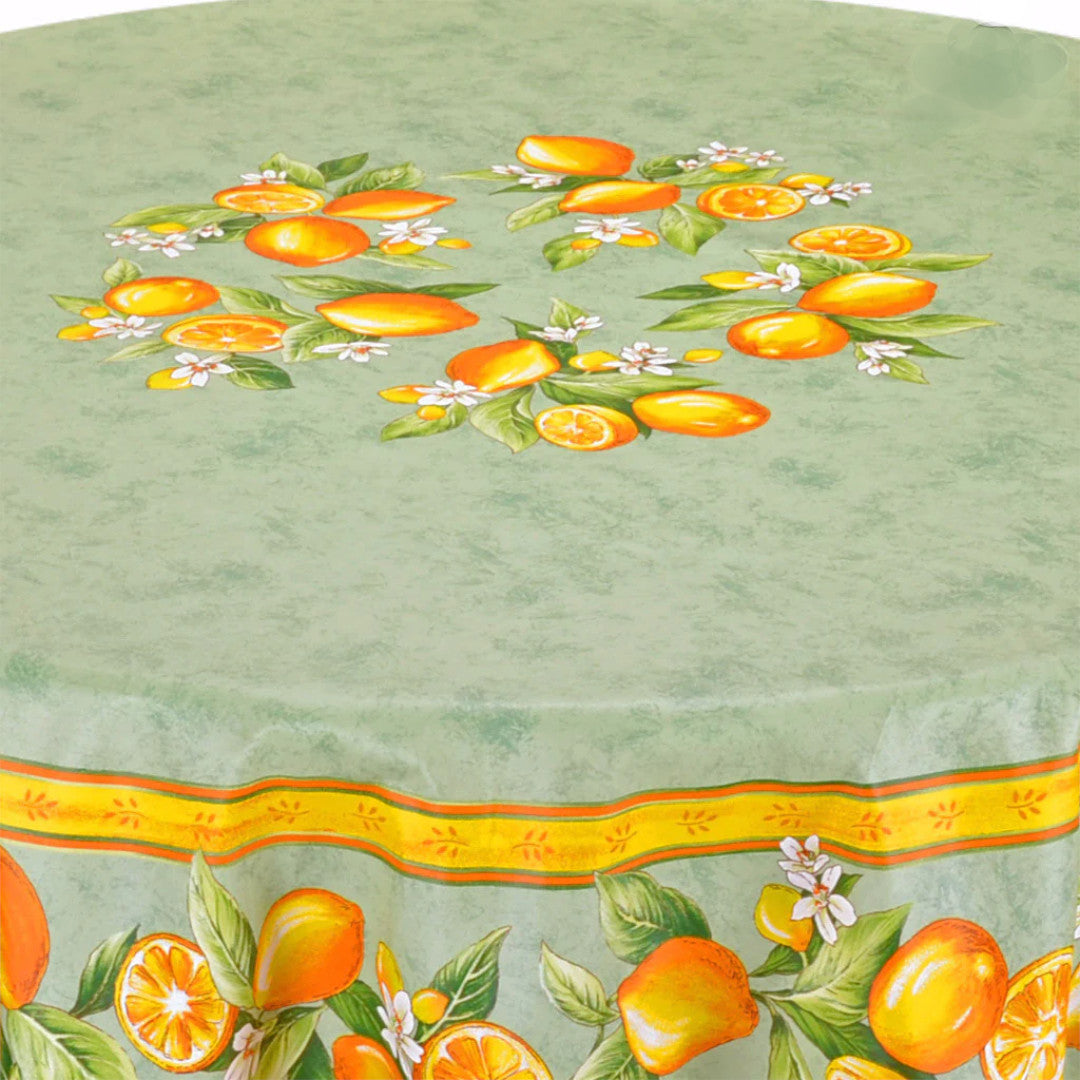 Citron Grön - Stor rund akrylbelagd provenceduk Ø 230, närbild 1