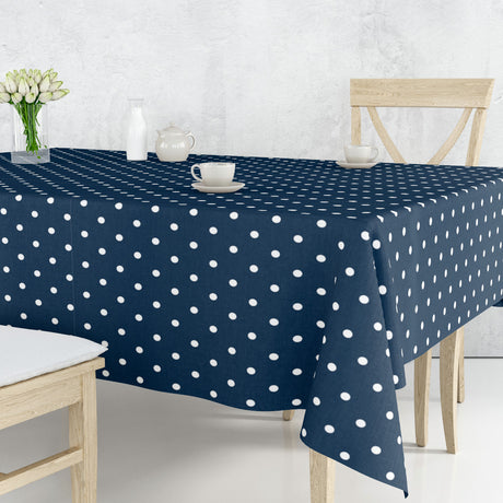 Classic Dot Blå - Vaxduk med vita prickar