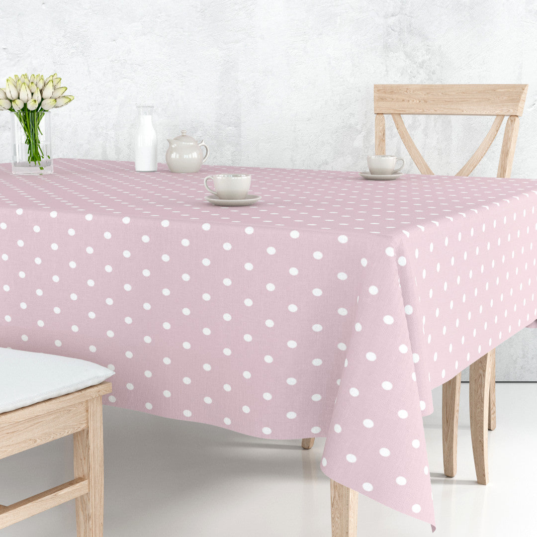 Classic Dot Rosa - Vaxduk med vita prickar