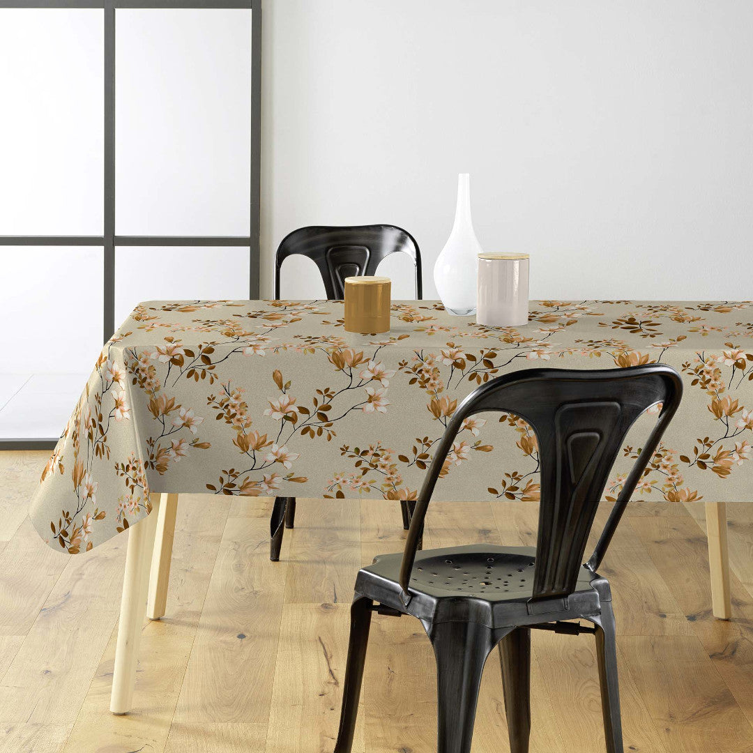 Clematite Ocre – Blommig vaxduk med melerad bakgrund, miljö