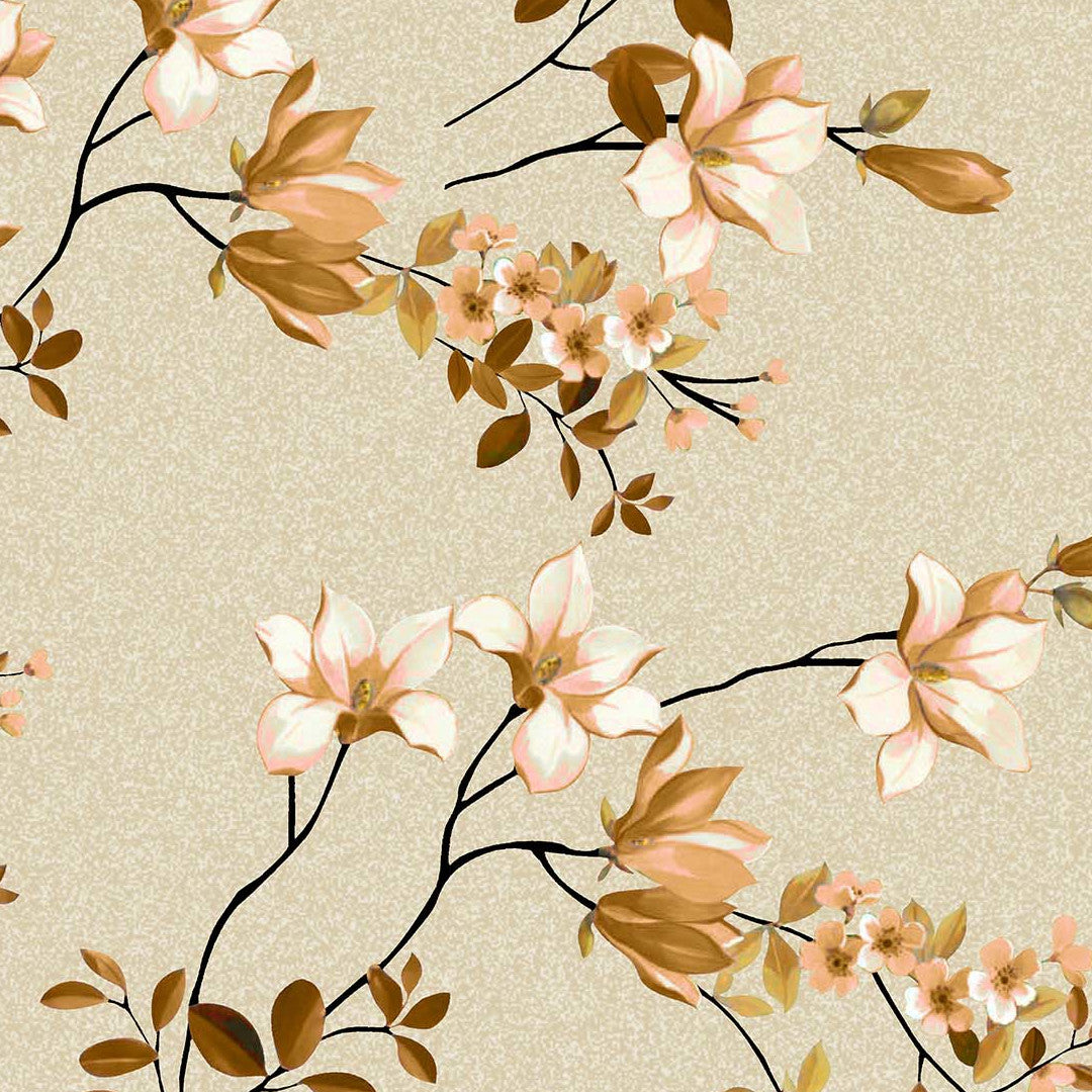 Clematite Ocre – Blommig vaxduk med melerad bakgrund