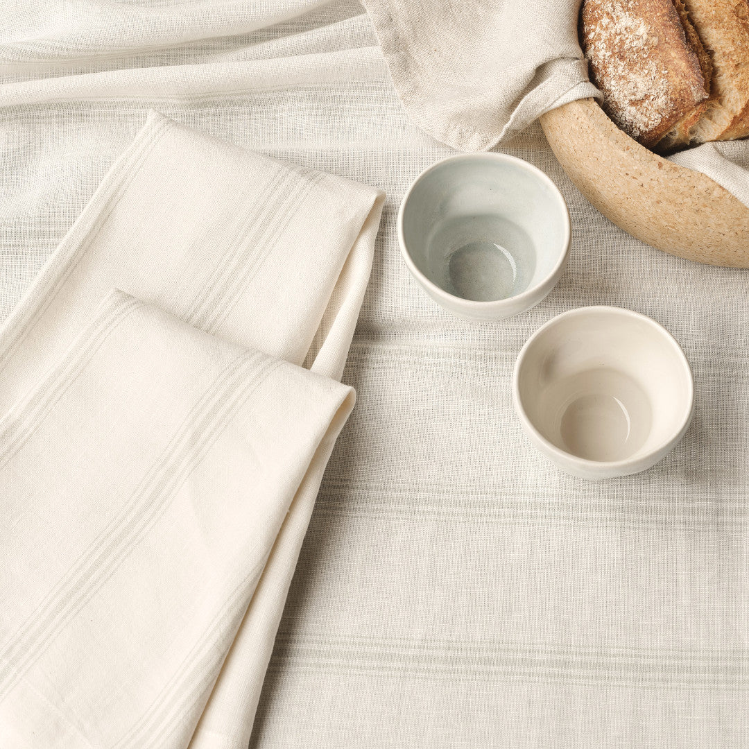 Compliments Linneduk Brise, Grå/Grön - 150 x 290 cm, närbild