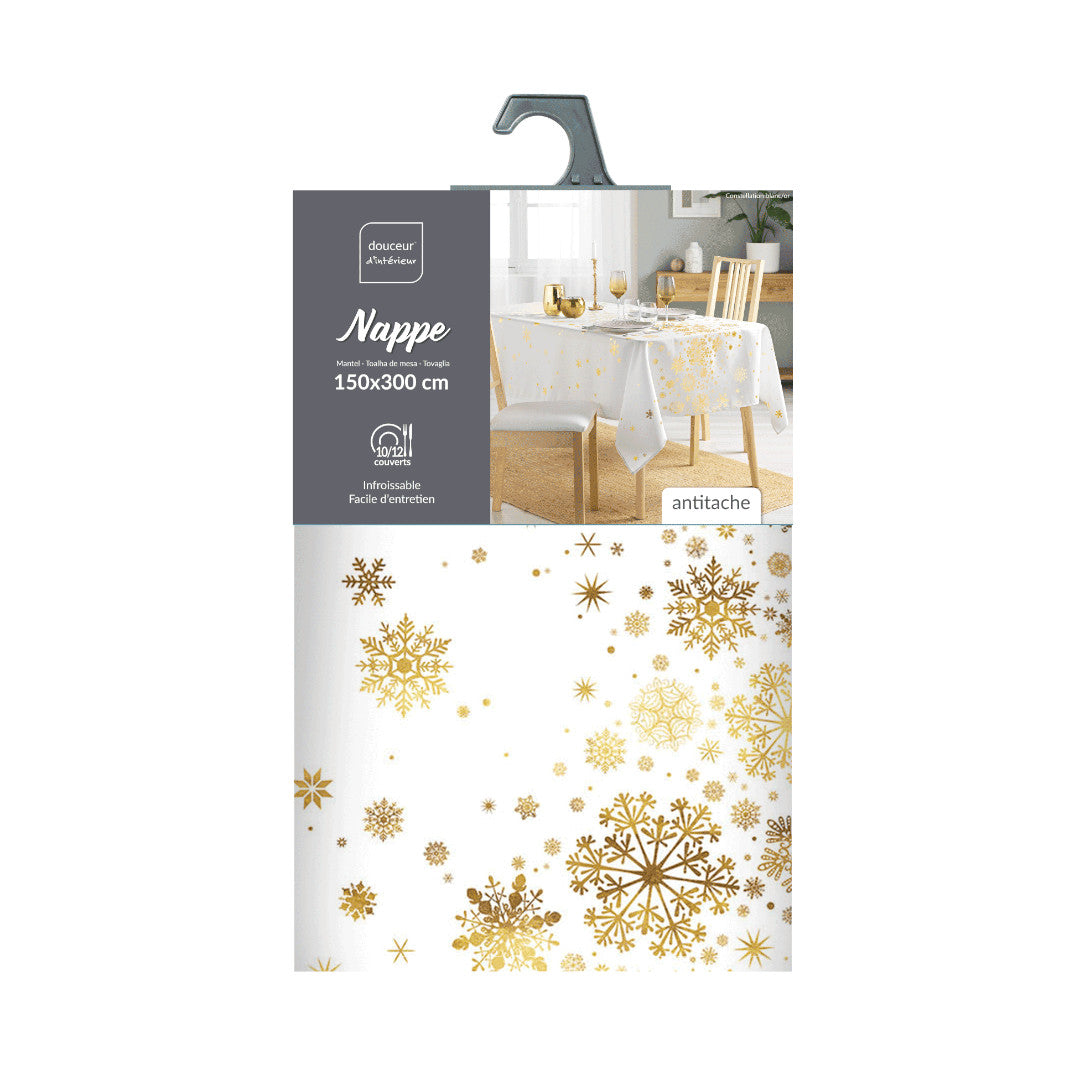 Constellation Vit/Guld - Julduk med metalltryck, 150 x 300 cm, förpackning