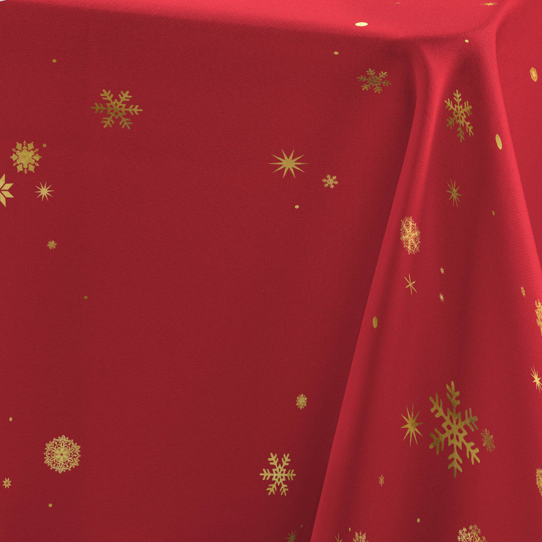 Constellation Röd/Guld - Julduk med metalltryck, 150 x 240 cm, hörn