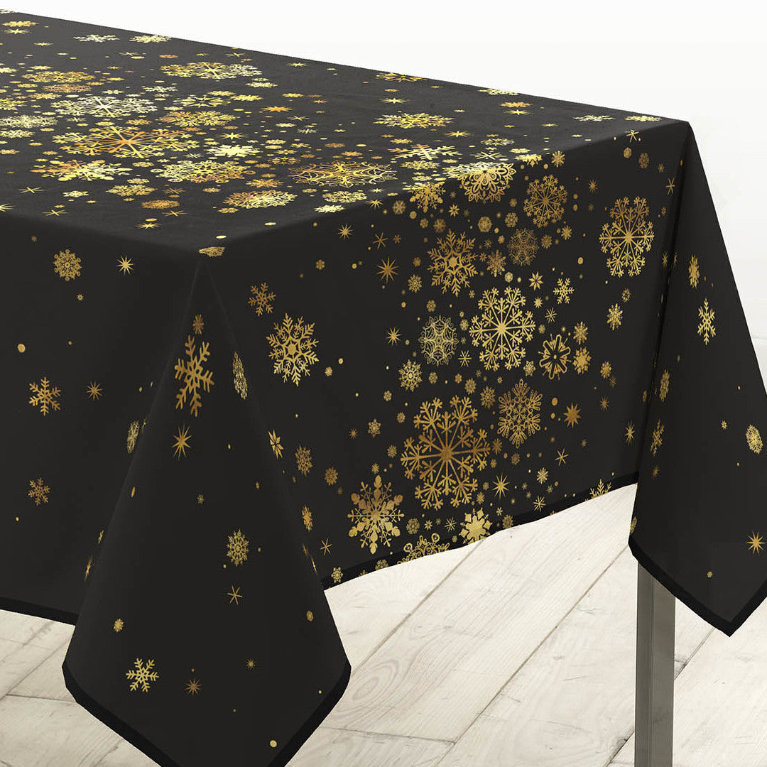 Constellation Svart/Guld - Julduk med metalltryck, 150 x 300 cm, hörn