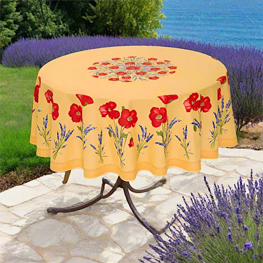 Coquelicot Lavande Gul - Rund provenceduk ø 180 cm