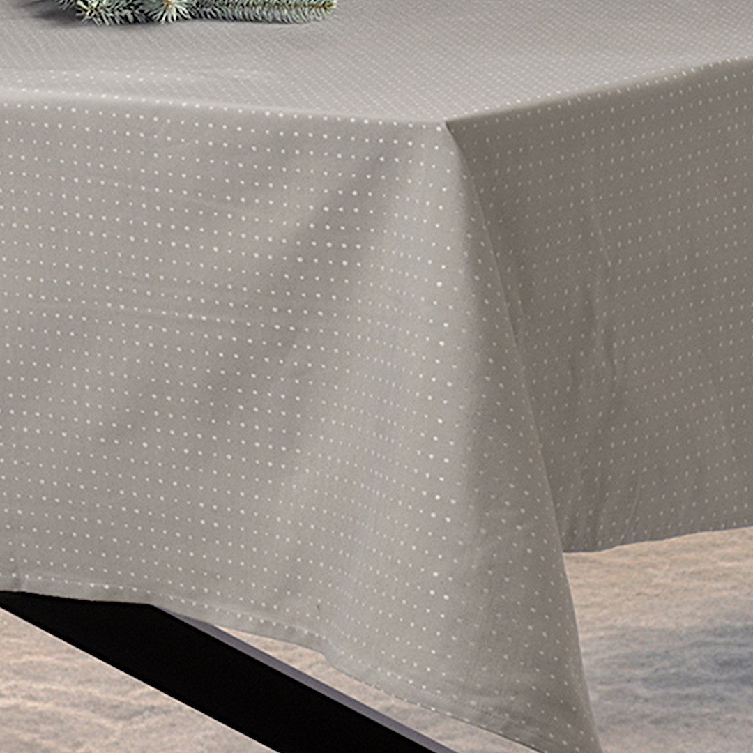 Dotea Grå Blå – Damastduk med prickar, 160 x 370 cm, hörn