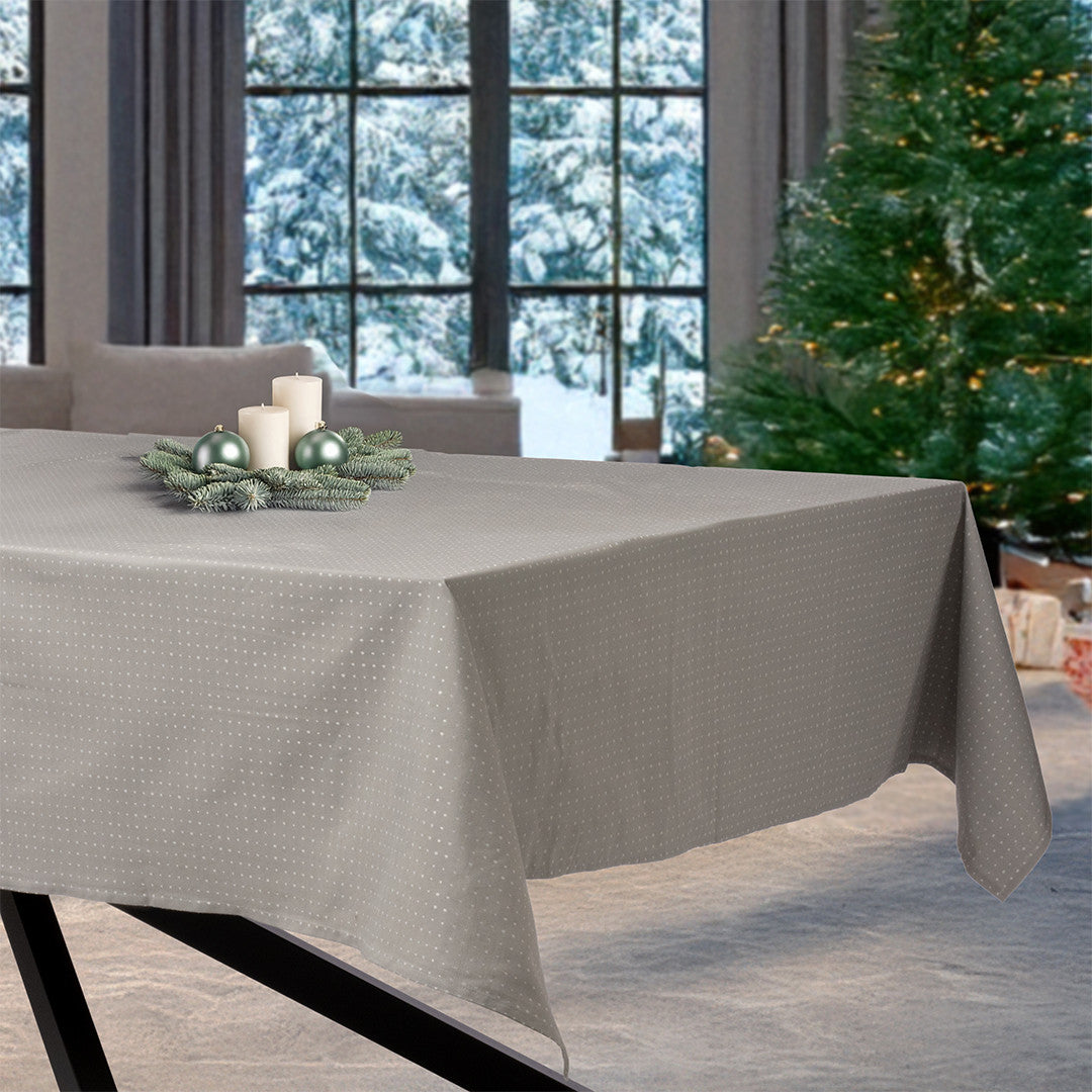 Dotea Grå Blå – Damastduk med prickar, 160 x 370 cm, jul