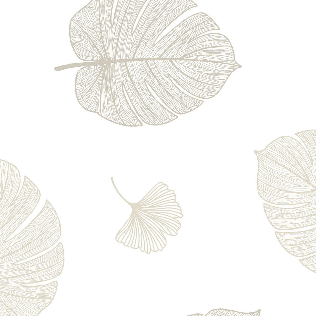 Elitis Skyggeblad – Transparant vaxduk med ljusa blad i naturlig linjeteckning, mönster