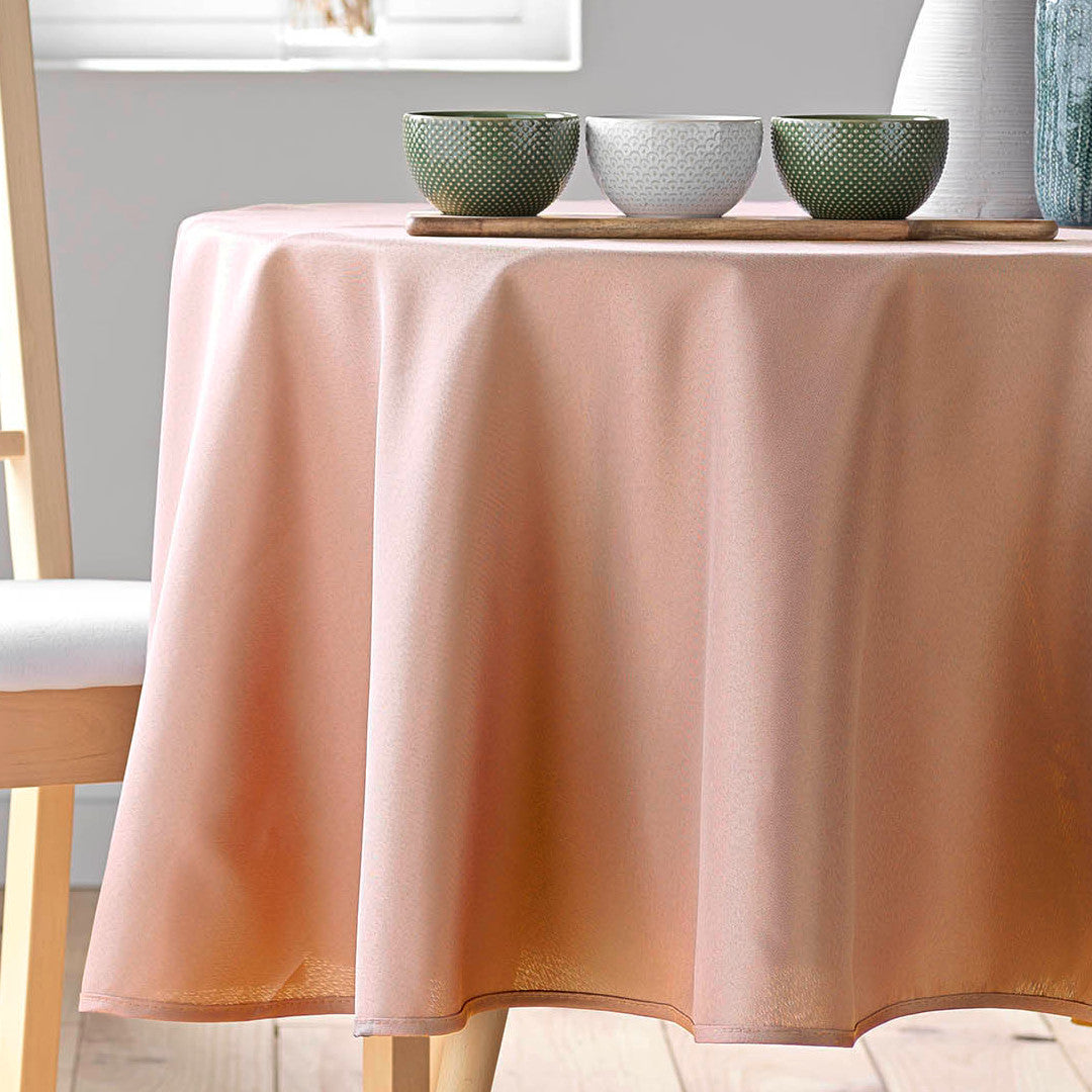 Essentiel Blush - Enfärgad rund duk Ø 180 cm, närbild