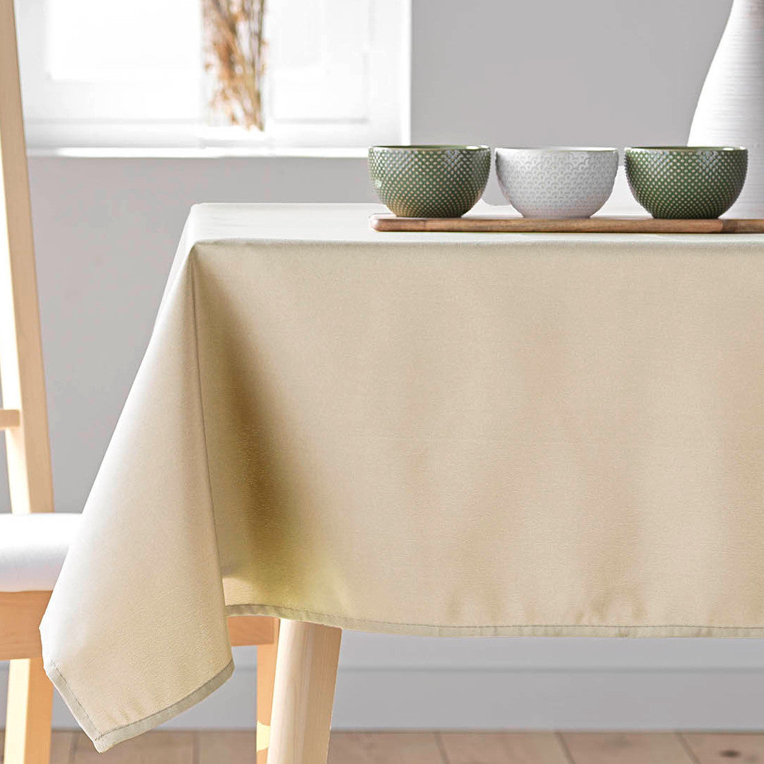 Essentiel Naturel - Enfärgad rektangulär duk 140 x 300 cm, närbild