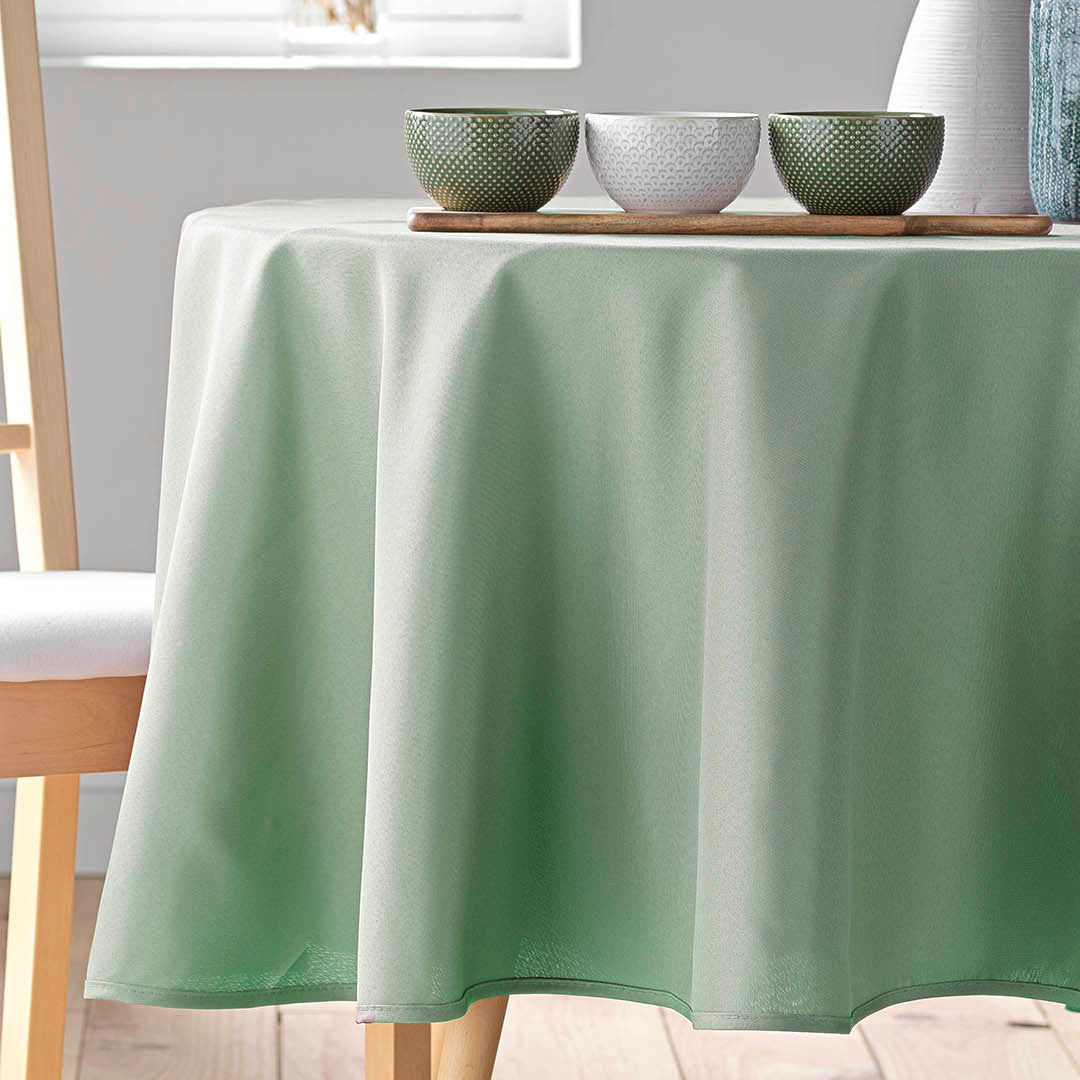 Essentiel Sauge - Enfärgad rund duk Ø 180 cm, närbild