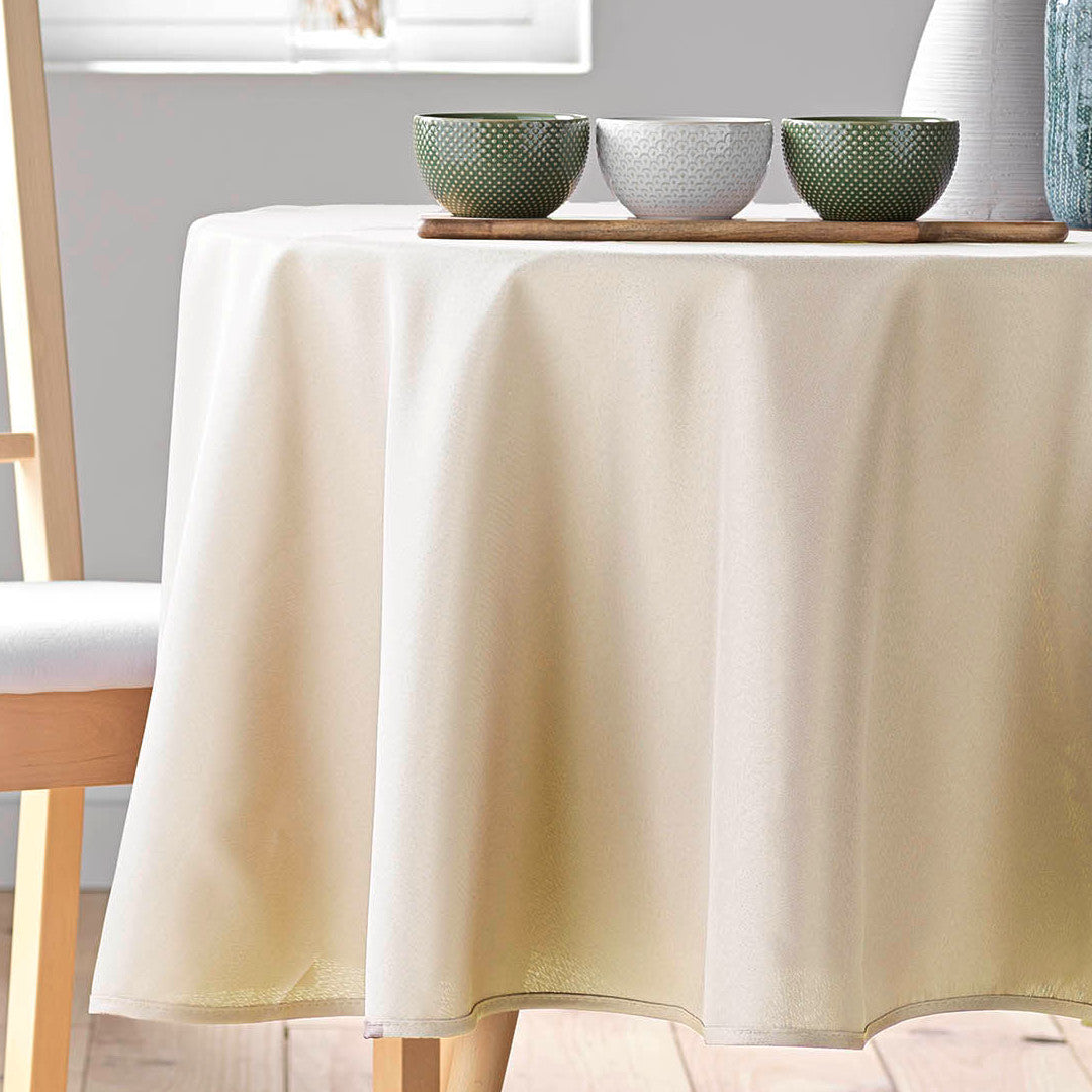 Essentiel Naturel - Enfärgad rund duk Ø 180 cm, närbild