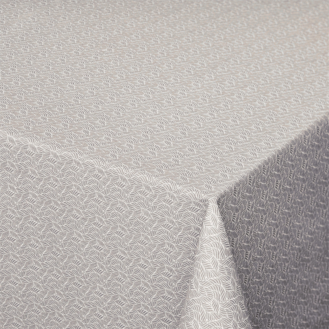 Estes Bølgeblad Sand - Textilvaxduk med glidskydd, 180 cm bred, hörn