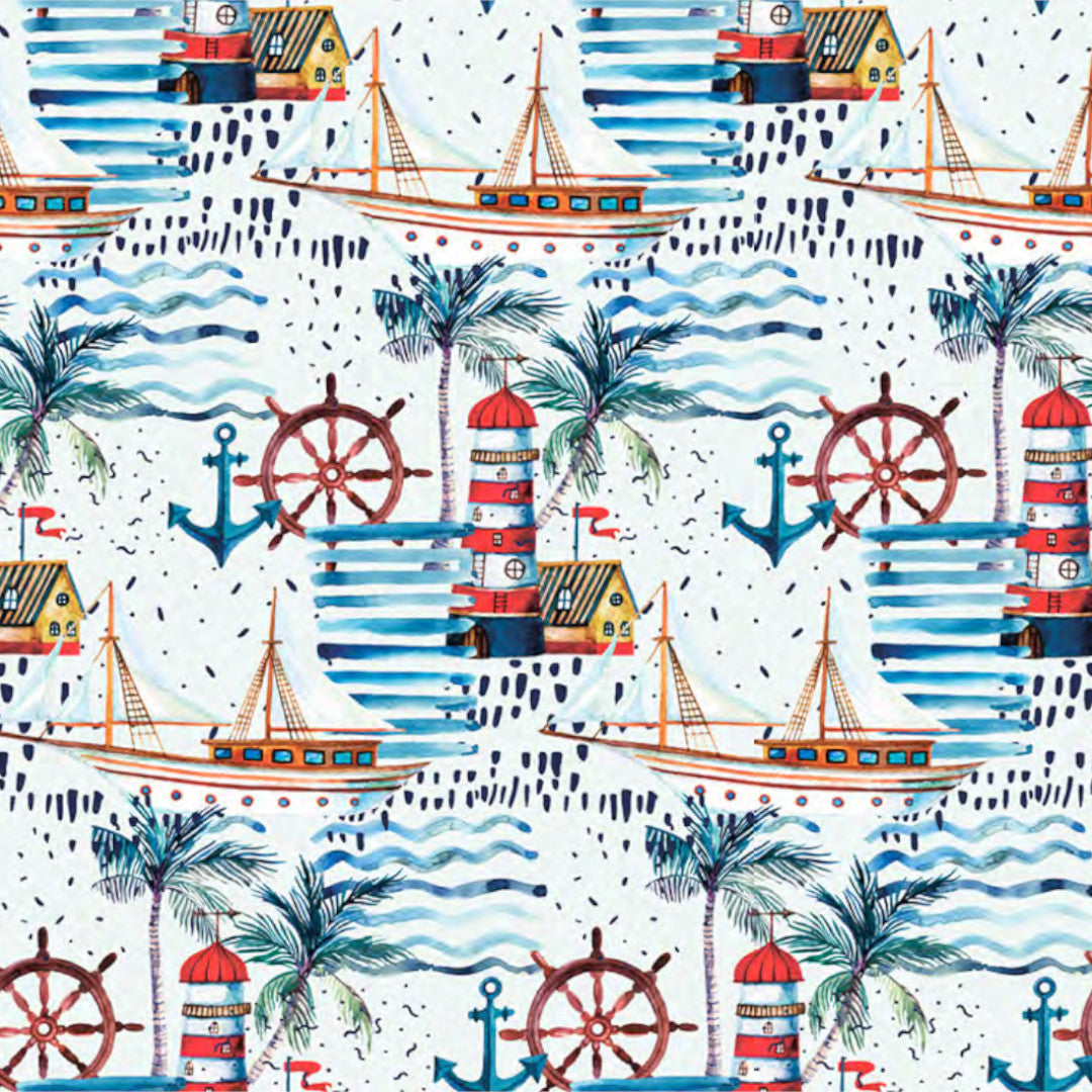 Faro Kustmotiv – Textilvaxduk med maritimt mönster, mönster