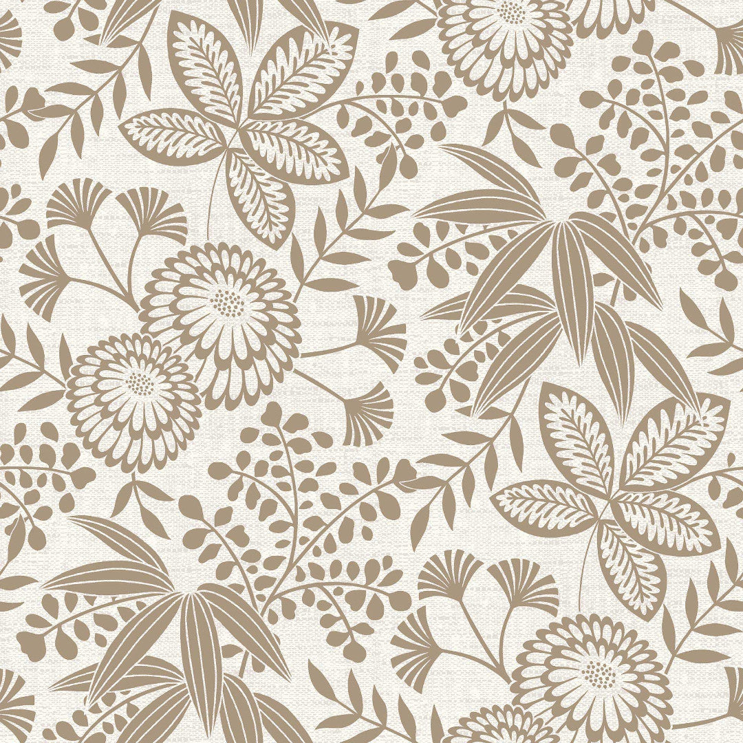 Fleuria Beige - Vaxduk i varm beige med växtmönster, mönster