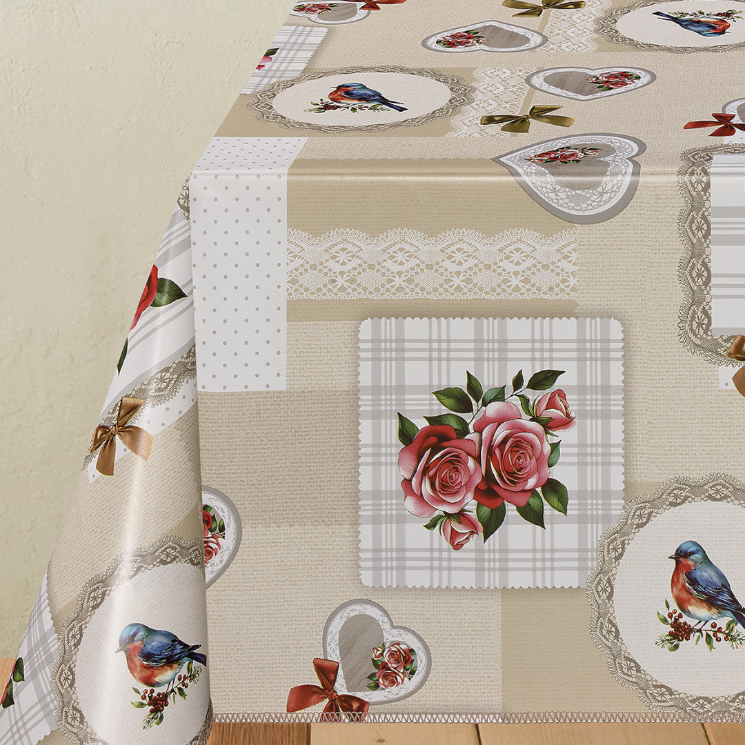 Fågelsång & Rosor – Vaxduk i nostalgisk stil, hörn