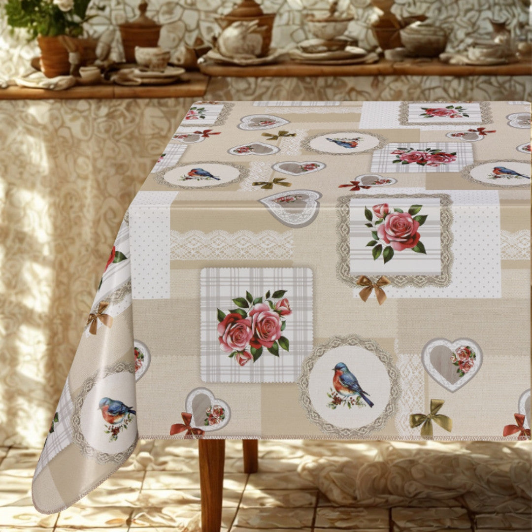 Fågelsång & Rosor – Vaxduk i nostalgisk stil