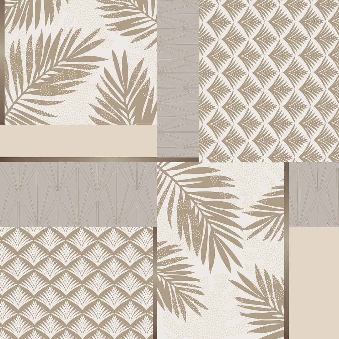 Ginger Luxury Naturel - Vaxduk med botaniskt patchworkmönster