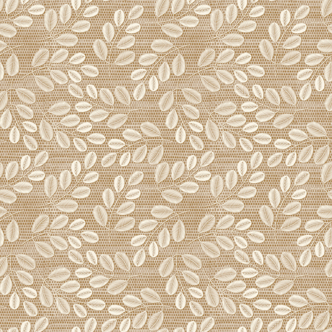 Hessian Leaf Beige – Lätt präglad vaxduk med bladmönster, mönster